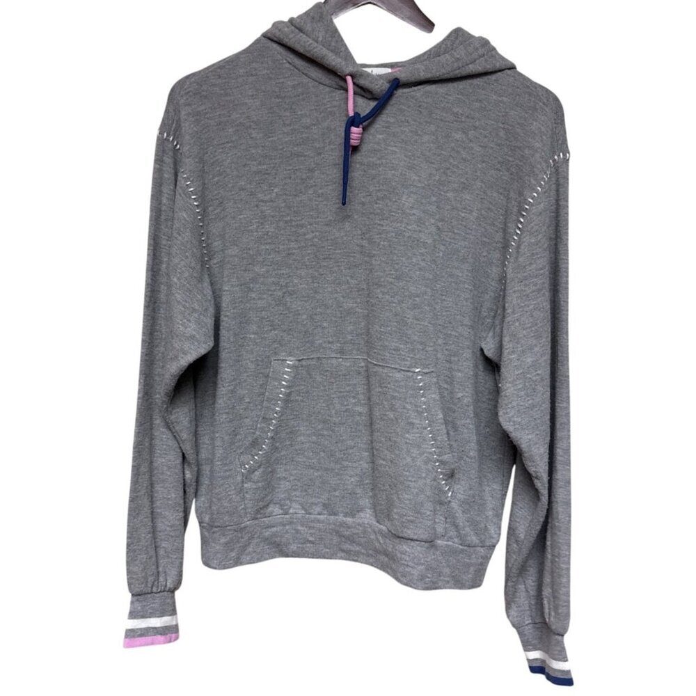 P.J. Salvage PJ Grey Hooded Long Sleeve Top Sweatshirt Stitch Small Women's